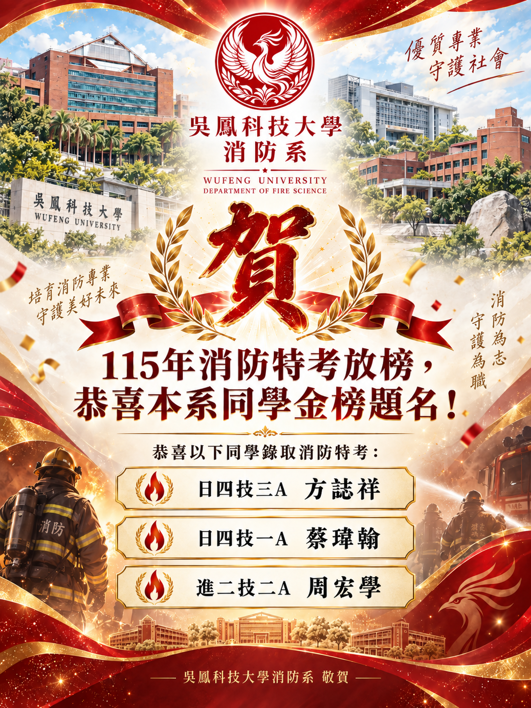 本系錄取115年消防等考名單